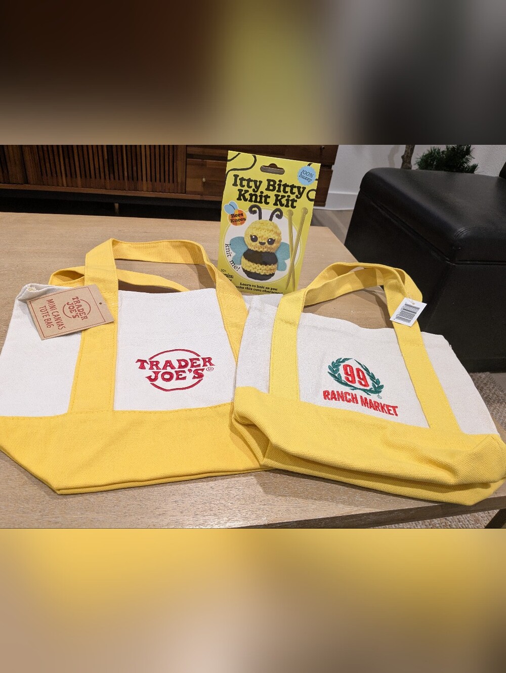 💛Yellow Trader Joe's & 99 Ranch Market Canvas Tote Bag Set🍋